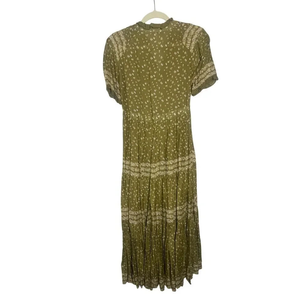 NWOT Free People Rare Feelings Tiered Printed Maxi Dress Women's Sz. XS